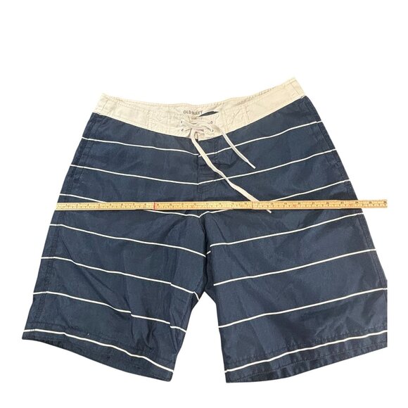 Old Navy Mens Blue & White Striped Swim Trunks - Picture 7 of 9